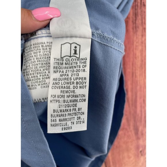 Bulwark FR Cat 1 2122 Lab Coat Men's Size XL Blue 3 Pockets Pass Through - Picture 7 of 11